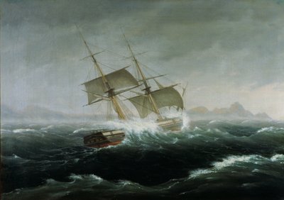 Nave a Vela in Mare Mosso da Thomas Birch